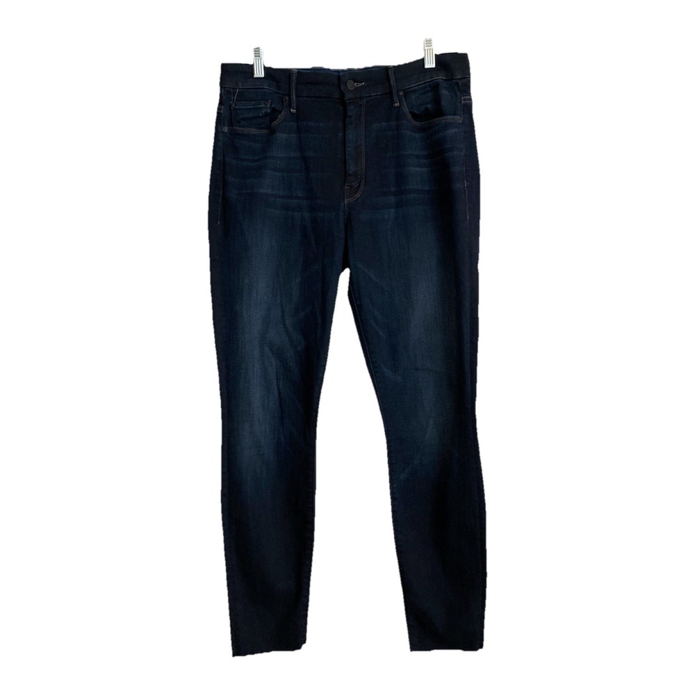 MOTHER High Waisted Looker Ankle Fray Jeans Night Owl Dark Wash 31‎ USA Luxury